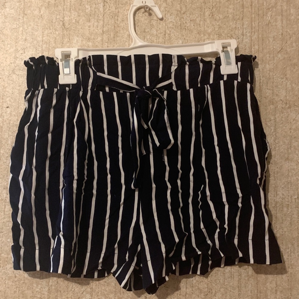 Striped “paper bag” shorts
